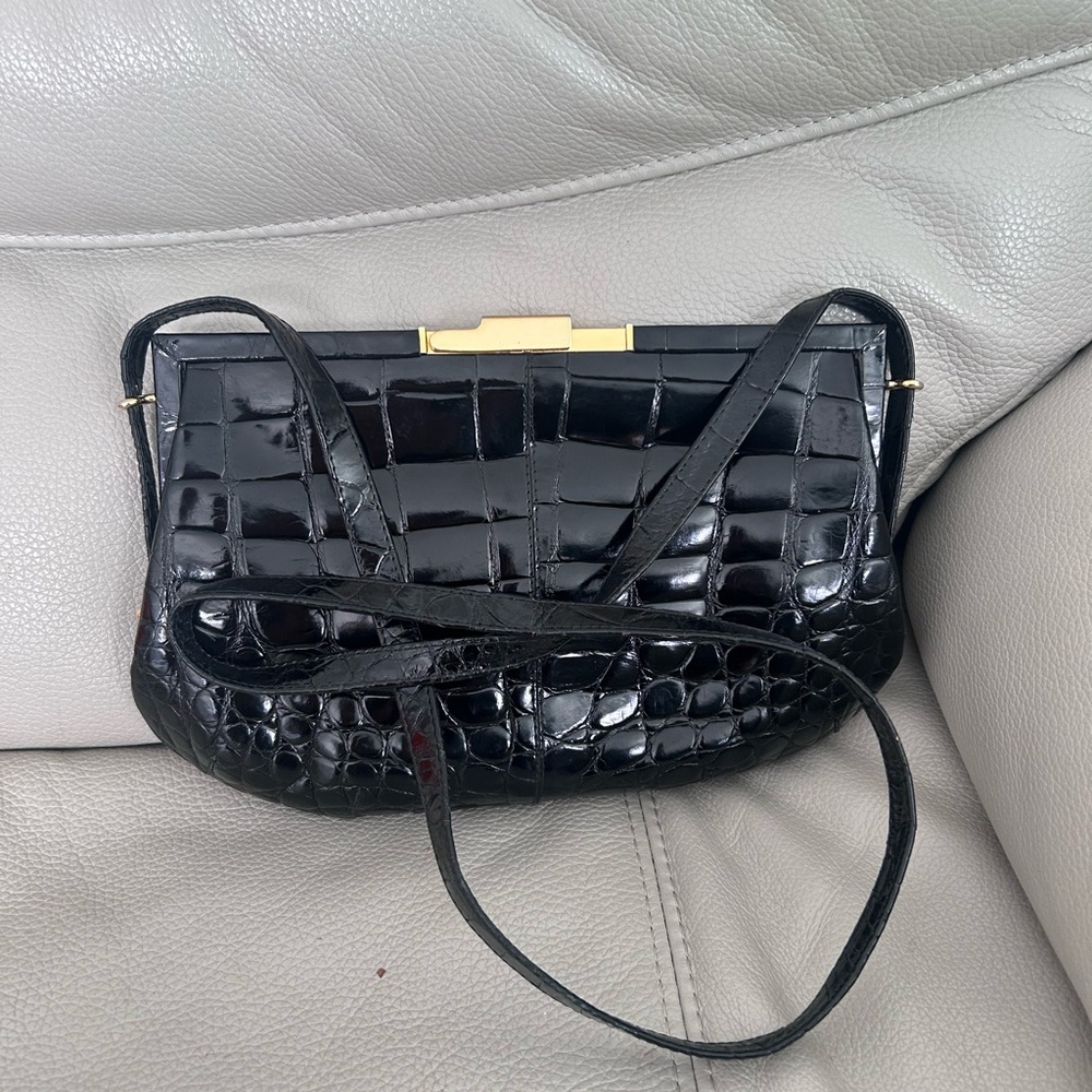 Rodo Black Crocodile Pattern Women's Bag